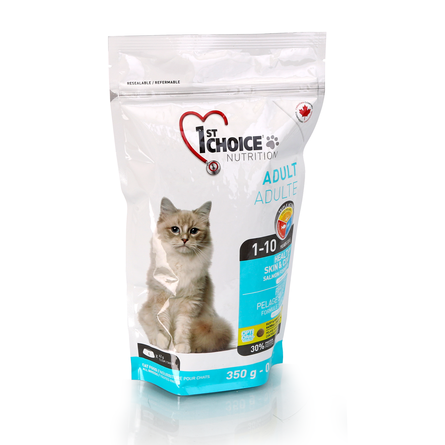 1st Choice Healthy Skin & Coat Гипоаллергенный сухой корм для взрослых кошек с чувствительной кожей и шерстью (с лососем), 350 гр от Lemurrr RU