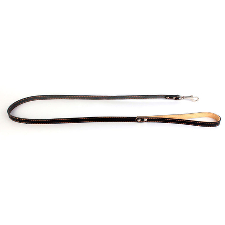 Collar Поводок одинарный с прошивкой черный (ширина 14 мм, длина 122 см) - фото 1