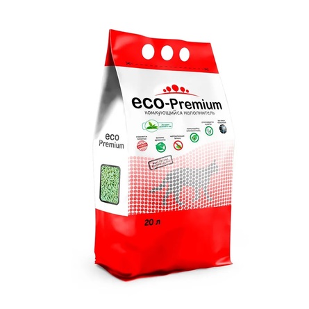 ECO Premium Древесный комкующийся наполнитель, зеленый чай, 7,6 кг