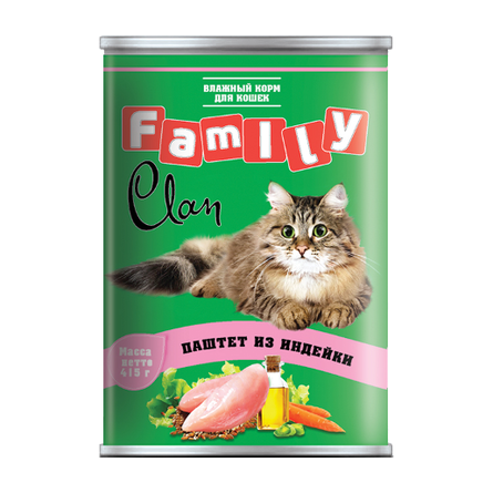 Clan Family Паштет для взрослых кошек (с индейкой), 415 гр - фото 1