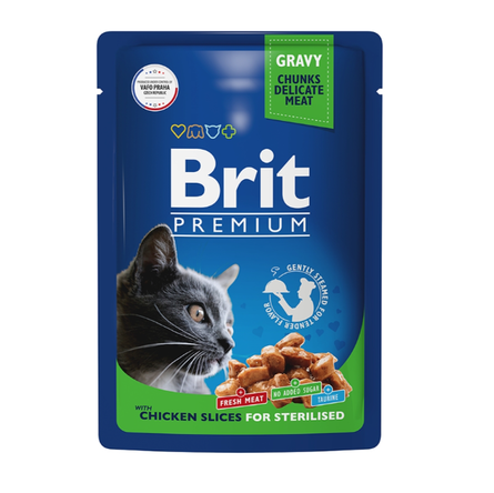 Brit Premium Пауч с цыпленком в соусе для стерилизованных кошек, 85 гр - фото 1
