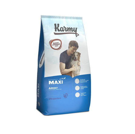 Купить Karmy Adult Maxi Сухой корм для собак крупных пород от 25кг, индейка, 14 кг за 4772.00 ₽