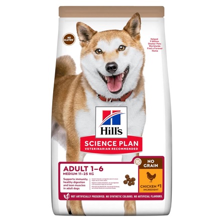 Hill’s Science Plan NO GRAIN Сухой беззлаковый корм для взрослых собак средних пород, 2,5 кг - фото 1