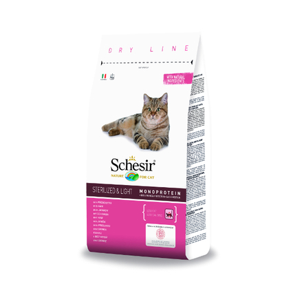 Schesir Sterilized and Light Сухой корм для взрослых стерилизованных кошек и котов (с ветчиной), 400 гр - фото 1