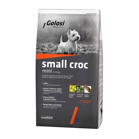 Golosi Small Croc Mini корм для взрослых собак мелких пород (курица, рис), 2 кг - фото 1