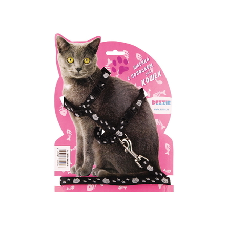 Dezzie Комплект для кошек крупных пород (шлейка + поводок), нейлон – интернет-магазин Ле’Муррр