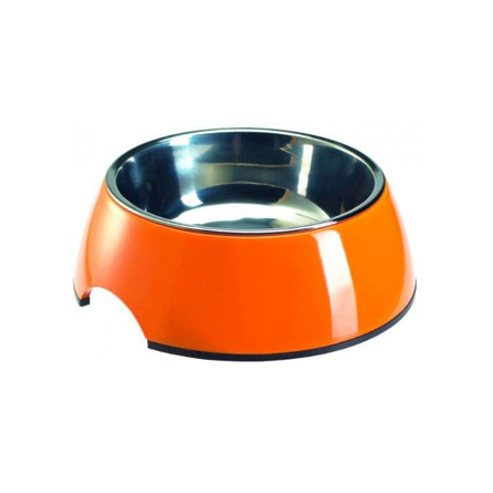 SuperDesign Миска для собак на меламиновой подставке, оранжевая, металл – интернет-магазин Ле’Муррр