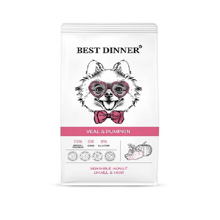 Best Dinner Сухой корм с телятиной и тыквой для собак мелких пород с чувствительным пищеварением, 1.5 кг – интернет-магазин Ле’Муррр