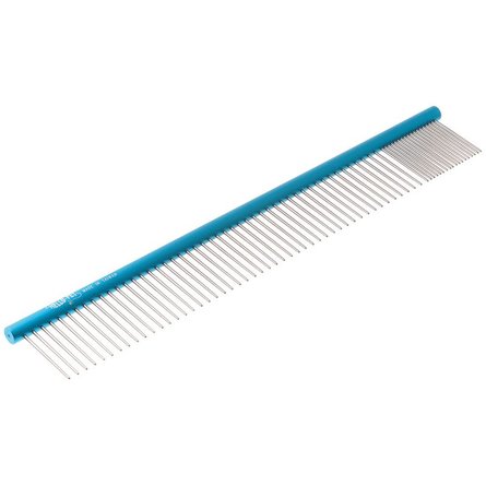 Hello-Pet Расческа алюминиевая, 30 см с круглой синей ручкой, зуб 3,6 см