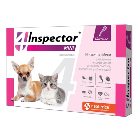 INSPECTOR MINI Капли от внешних и внутренних паразитов для кошек и собак 0,5-2 кг
