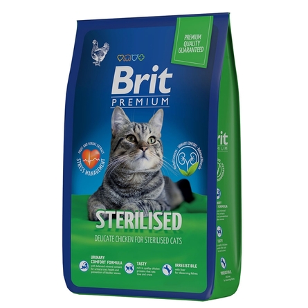 Brit Premium Sterilized Сухой корм для стерилизованных кошек, курица, 2 кг - фото 1