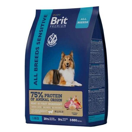 Brit Premium Sensitive Корм для собак с чувствительным пищеварением, ягненок с индейкой, 1кг - фото 1