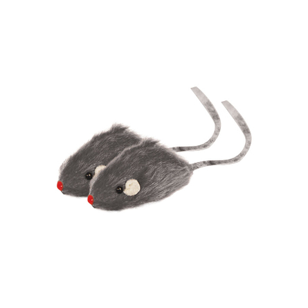 Уют Мышь-погремушка Игрушка для кошек, натуральный кроличий мех - фото 1