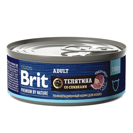 Brit Premium by Nature Паштет для кошек, телятина со сливками, 100 г - фото 1