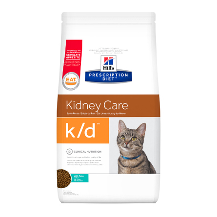 Hill's Prescription Diet k/d Kidney Care Сухой лечебный корм для кошек при почечной недостаточности (с тунцом), 1,5 кг - фото 1