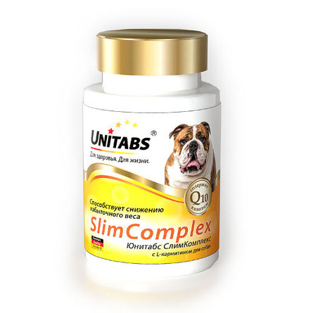 UNITABS SlimComplex Витаминный комплекс для взрослых собак при избыточном весе (с L-карнитином), 100 таблеток, 200 гр - фото 1