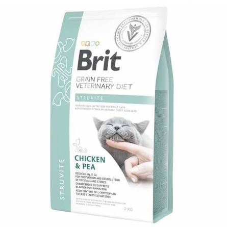 Brit Veterinary Diet Cat Grain free Struvite Сухой корм для кошек Беззерновая диета при струвитном типе МКБ, 2 кг - фото 1