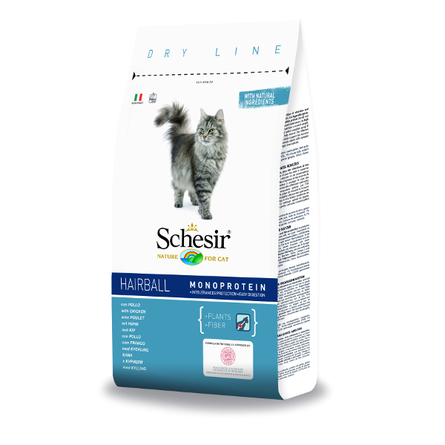 Schesir Hairball Сухой корм для взрослых кошек для выведения шерсти (с курицей) – интернет-магазин Ле’Муррр
