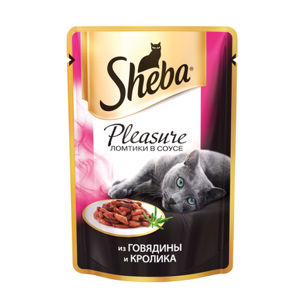 Sheba Pleasure Кусочки паштета в соусе для взрослых кошек (с говядиной и кроликом), 85 гр - фото 1