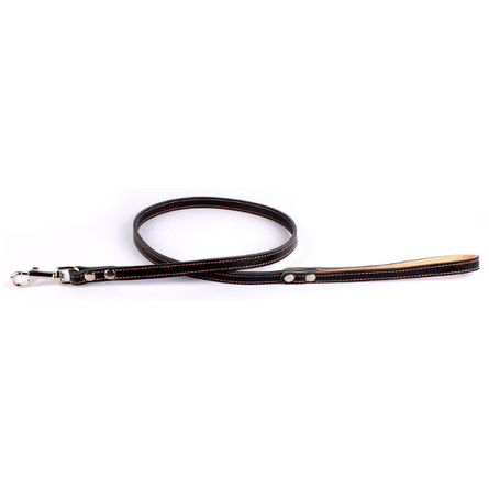 Collar Поводок двойной с прошивкой черный (ширина 16 мм, длина 122 см) - фото 1