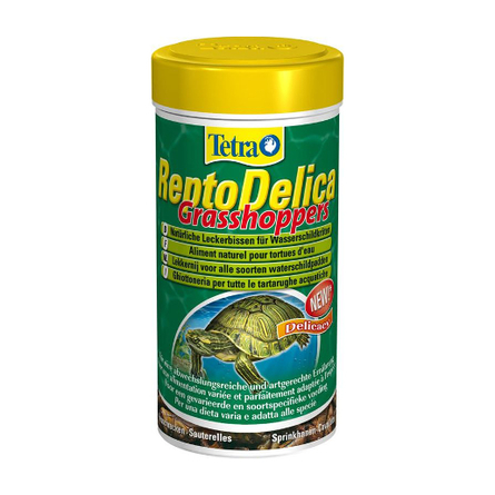 Tetra Repto Delica Grasshopers Лакомство для водных черепах, натуральные кусочки, 250 мл - фото 1