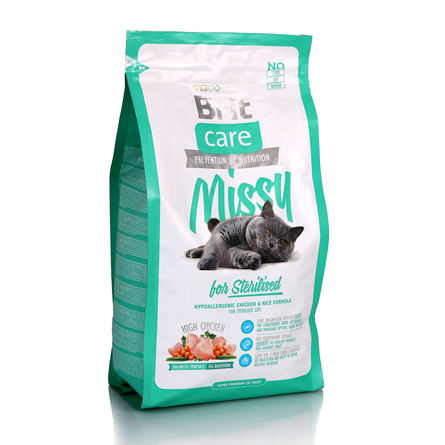 Brit Care Cat Missy Сухой корм для взрослых стерилизованных кошек и кастрированных котов (с курицей), 2 кг - фото 1