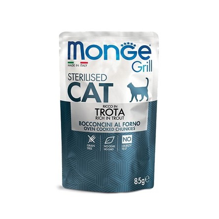 Monge Cat Grill Pouch Пауч для стерилизованных кошек, итальянская форель, 85 г – интернет-магазин Ле’Муррр