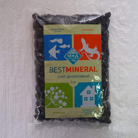 Best Mineral Галька полированная черная, фракция 10-15 мм, 2 кг - фото 1