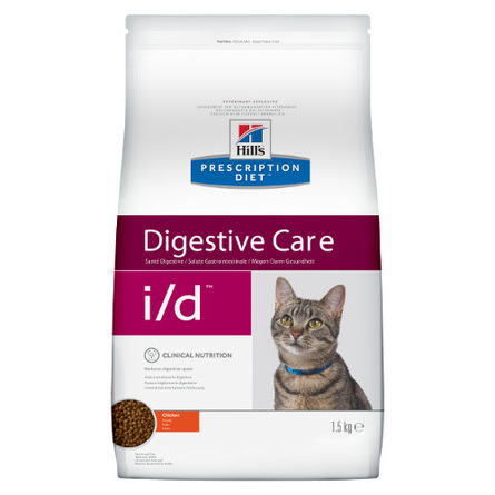 Hill's Prescription Diet i/d Digestive Care Сухой лечебный корм для кошек при заболеваниях ЖКТ (с курицей), 1,5 кг - фото 1