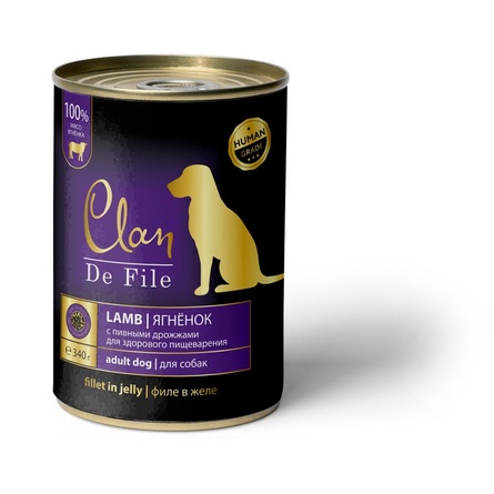 Clan De File Филе в желе для взрослых собак всех пород (ягненок), 340 гр - фото 1