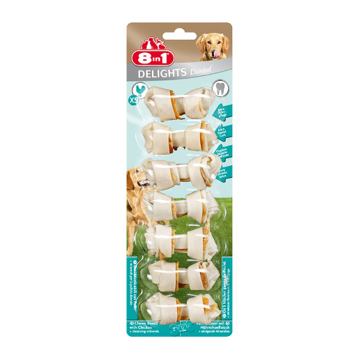 8in1 Delights Dental Bone XS Косточка для взрослых собак декоративных пород (с курицей)