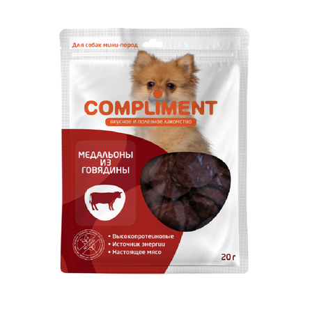 COMPLIMENT Лакомство для собак мини-пород Медальоны из говядины, 20 гр