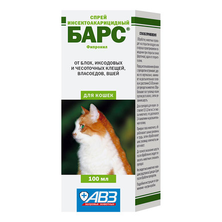 Купить АВЗ Барс спрей инсектоакарицидный для кошек, 100 мл, 100 мл за 488.00 ₽