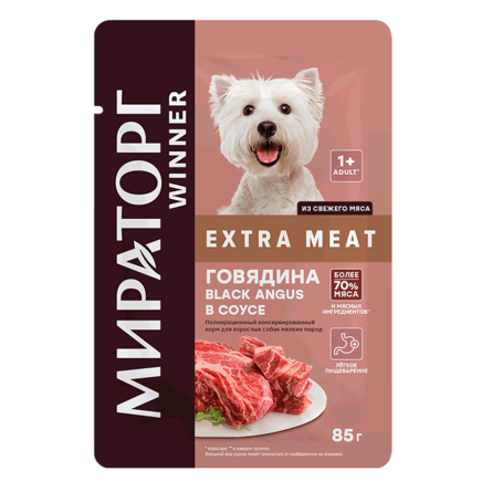 Winner Extra Meat Консервированный корм для взрослых собак мелких пород с говядиной в соусе , 85 гр - фото 1