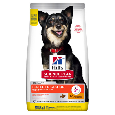Hill's Science Plan PERFECT DIGESTION SMALL & MINI Сухой корм для взрослых собак мелких пород (с курицей и коричневым рисом), 1,5 кг - фото 1