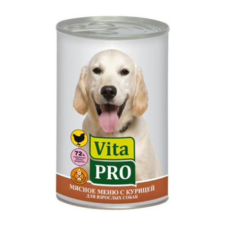 Vita Pro Кусочки паштета в соусе для взрослых собак всех пород (с курицей), 400 гр - фото 1