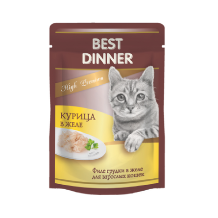 Best Dinner HP Консервированный корм с курицей в желе для кошек, 85 гр - фото 1