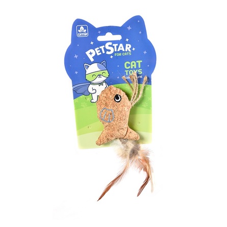 PET STAR Игрушка для кошек РЫБКА с мятой и перьями - фото 1