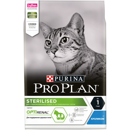 Pro Plan Sterilised Сухой корм для взрослых стерилизованных кошек и кастрированных котов (с кроликом), 3 кг - фото 1