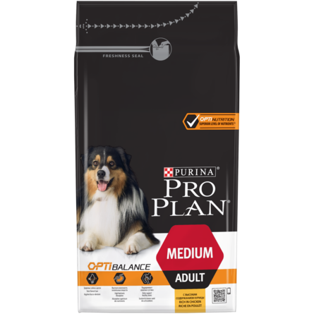 Pro Plan OptiHealth Medium Adult Сухой корм для взрослых собак средних пород (с курицей и рисом), 1,5 кг - фото 1