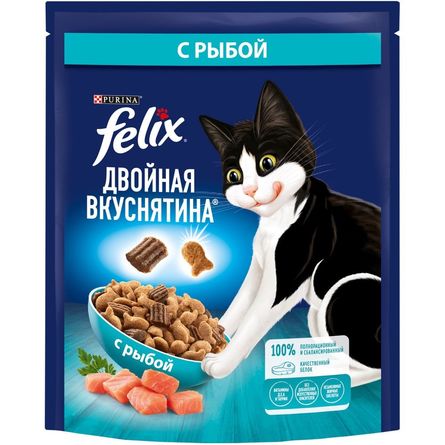 Купить FELIX Двойная Вкуснятина Сухой корм для кошек, рыба, 200 г за 104.00 ₽