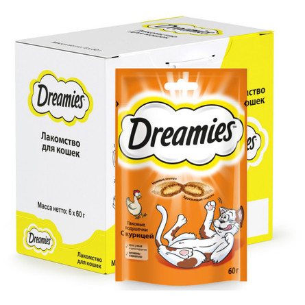 Dreamies Подушечки с паштетом для взрослых кошек (с курицей), 140 гр