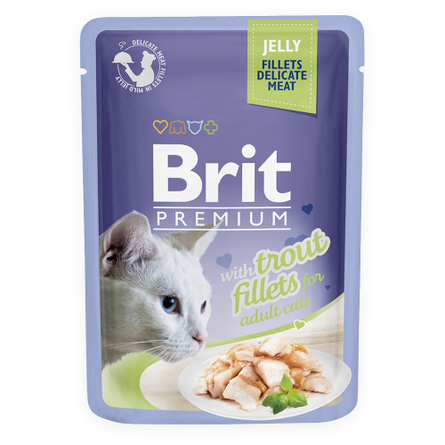 Brit Premium Cat Trout Fillets Кусочки паштета в желе для взрослых кошек (с форелью), 85 гр