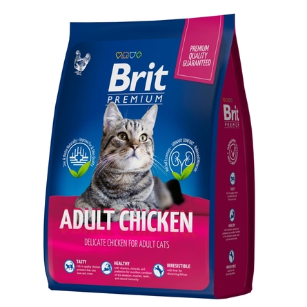 Brit Premium Adult Корм для кошек с курицей, 2кг - фото 1