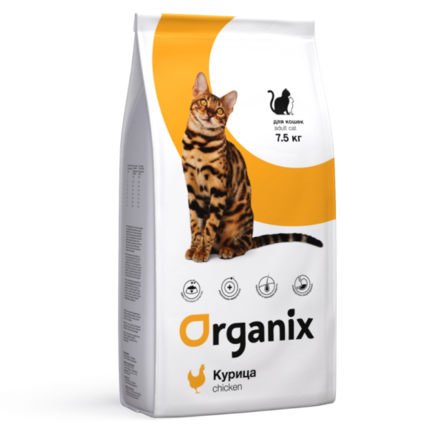 ORGANIX  Adult Cat Сухой корм для взрослых кошек с курицей, 7,5 кг
