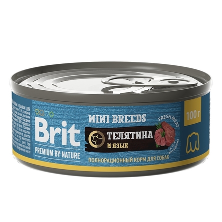 Brit Premium by Nature Паштет для взрослых собак мелких пород, телятина и язык, 100 г - фото 1