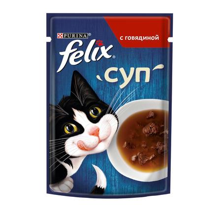 Влажный корм Felix Суп для взрослых кошек, с говядиной, пауч, 48 г - фото 1