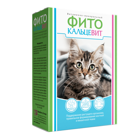 Фитокальцевит Минеральная добавка для кошек для здоровья зубов и костей, 250 гр