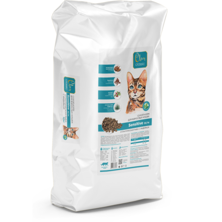 Clan Classic Sensitive 33/14 Сухой корм для кошек чувствительным пищеварением (атлантическая рыба/индейка), 10 кг - фото 1