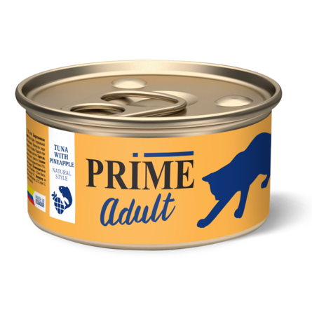PRIME Консервированный корм для кошек, тунец с ананасом в собственном соку, 85 гр - фото 1